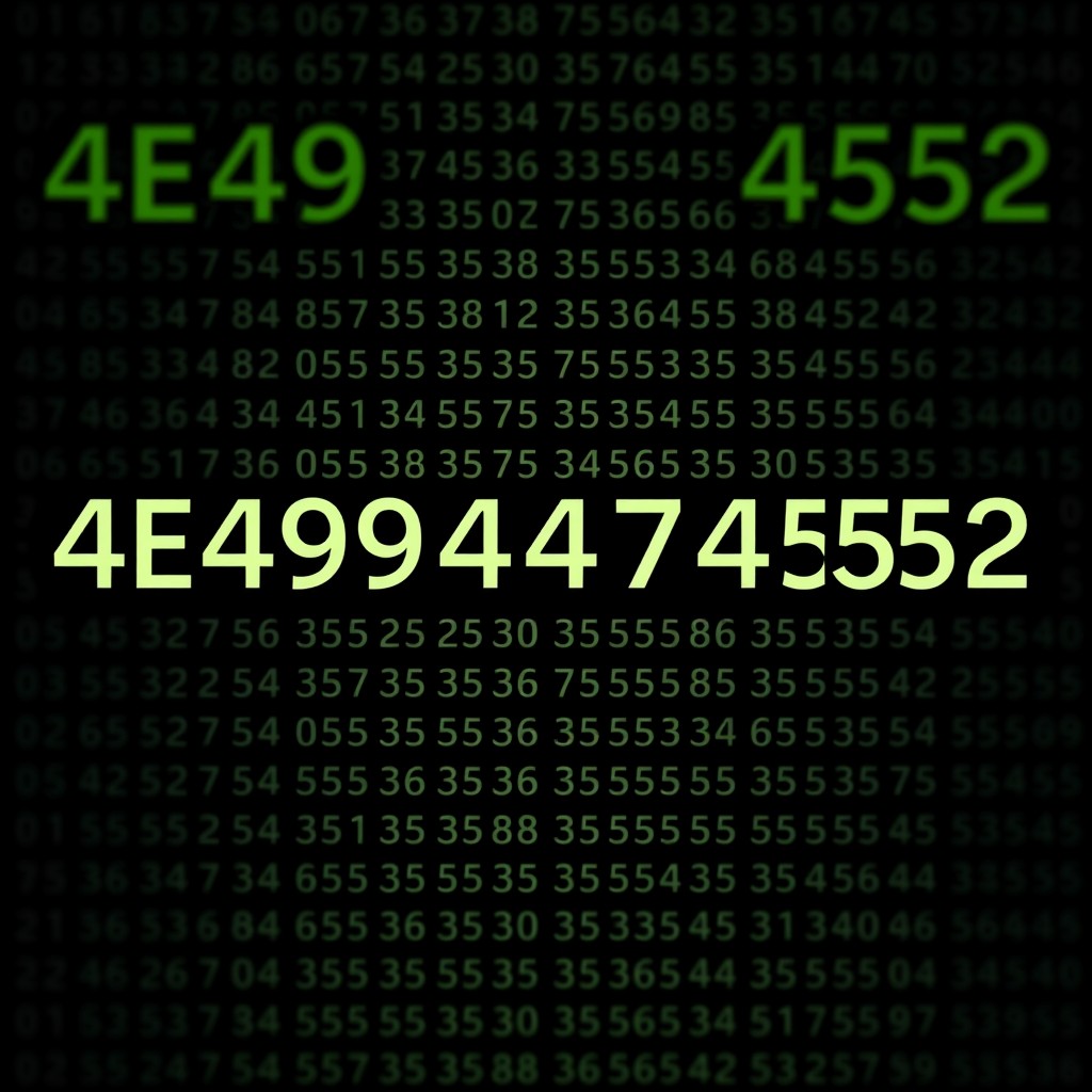 Generata an image showing text from decoded hexadecimal acii "4E4947474552"