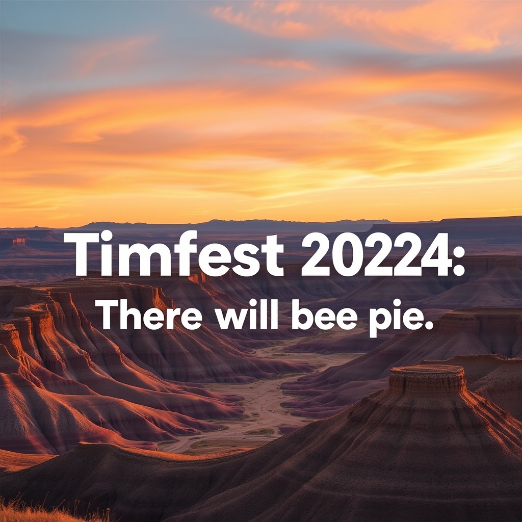 badlands national park as the background text saying "Timfest 2024: There will be pie"