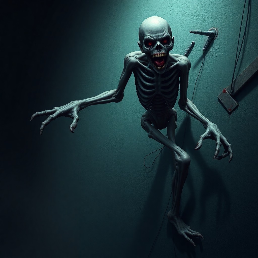 the concept of a mutant zombie, human body parts must be preserved, stands on four limbs, can crawl on walls, это должен быть именно зомби, а не скелет