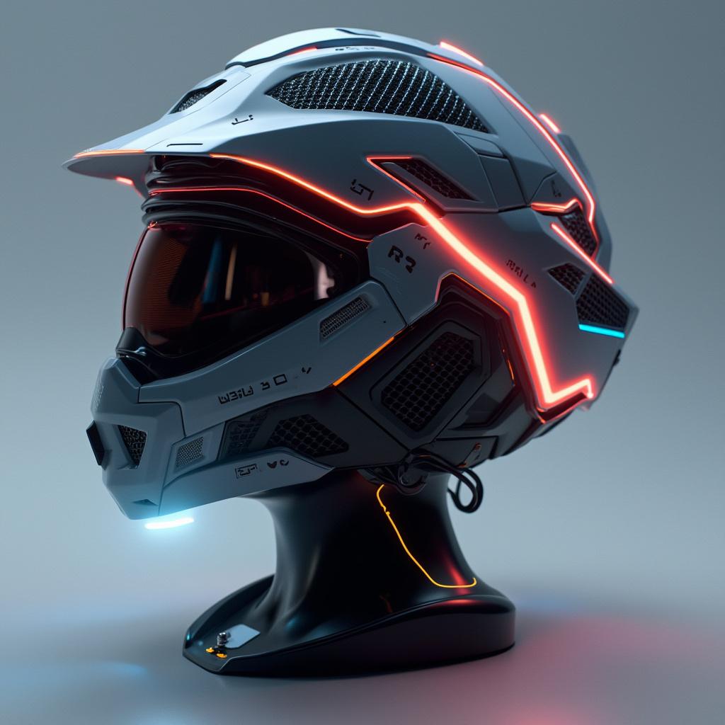 Industrial Hard Hat Design Concept
Overview
The industrial hard hat combines advanced technology with safety and style. It aerodynamic lines, angular shapes, and customizable neon lighting, making it not only functional but also visually striking.
Design
1. Aesthetic Structure
Aerodynamic Lines & Angular Shapes:
The hard hat is designed with sharp, geometric contours that enhance the aggressive and modern look.
The helmet tapers at the sides for improved aerodynamics, reducing wind resistance during use.
2. Materials
Lightweight and Durable:
Constructed using high-performance plastic or composite materials.
Enables maximum protection without compromising comfort or adding unnecessary weight.
3. LED Lighting Integration
Dynamic LED Strips:
Strategically placed on edges, around ventilation holes, and at the rear.
The glow is customizable and can be adjusted based on preferences or work environment.
4. Ventilation System
Functional & Aesthetically Pleasing:
The ventilation system involves mesh or lattice designs, allowing airflow while showcasing illumination.
This enhances not only comfort but the futuristic appeal with lights illuminating through the lattice structure.
5. Interactive Elements
Built-in Display/Projector:
Displays essential information, such as battery levels, security status, and environmental alerts.
Touch Control Buttons:
Located on the side for easy access; enabling users to control lighting, adjust the display settings, or activate functions without removing the helmet.
Additional Specifications
Comfort Fit:
An adjustable inner harness that allows for a secure and comfortable fit is essential.
Battery Life:
Equipped with a rechargeable battery providing several hours of illumination and display function.
Rechargeable via USB-C:
Facilitating easy charging options, enhancing practicality on job sites.
Conclusion
This innovative hard hat integrates advanced technology and safety features while maintaining a stylish and modern design. It meets the needs of industry professionals by combining practicality with cutting-edge aesthetics. The coexistence of safety, comfort, and vibrant lighting