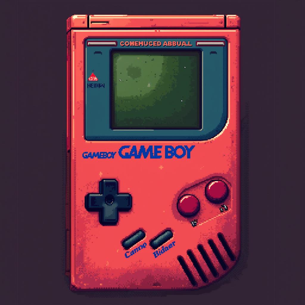 Сгенерируй пожалуйста картинку с надписью "GAMEBOY" с переходом цвета от красного к синему с черным контуром и прозрачным фоном