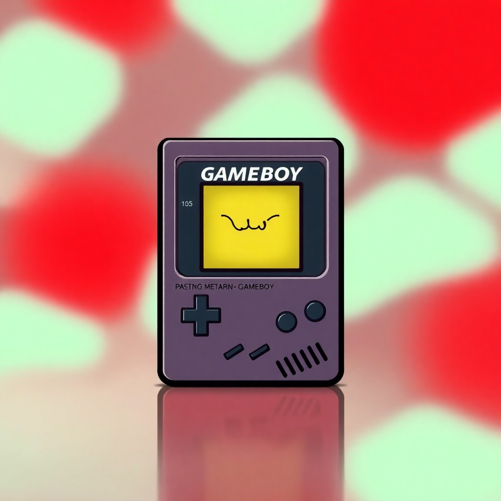 Сгенерируй пожалуйста картинку с надписью "GAMEBOY" с переходом цвета от красного к синему с черным контуром и прозрачным фоном