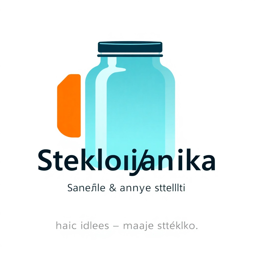 A modern minimalist logo for a glass jar and bottle store called 'StekloБанка'. The design should include:
Abstract silhouette of a glass jar and bottle made of geometric shapes to mimic light refraction.
Additional elements: A stylized cork or lid (hexagonal or circular) in a bright accent color (orange/coral).
Glass effect: Transparent blue or teal gradient, subtle white highlights to create a glassy feel.
Typography: Bold, clean sans-serif font (like Helvetica or Futura) with the text 'StekloБанка' and a subtitle 'Банки & Бутылки'.
Slogan: 'Ваши идеи – наше стекло' integrated as a small label or under the main text.
Color palette: Primary – transparent teal/blue; Accent – vibrant orange/coral; Background – white or light gray.
Style: Flat vector design with minimal details, modern and sleek. photorealism. High contrast for digital use.