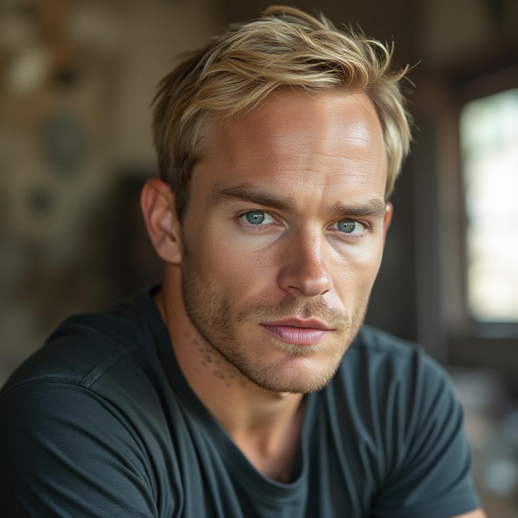 Michael Fassbender with short blond hair