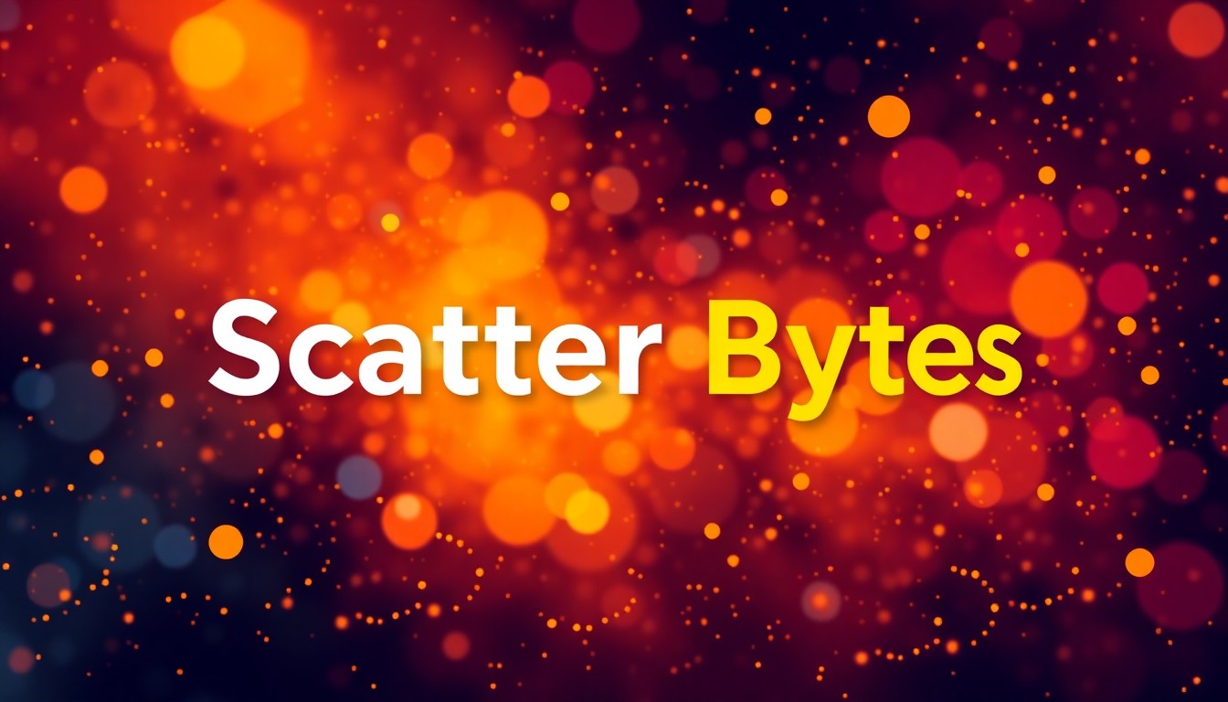 Make an abstract hero image for Scatter Bytes which is a WordPress plugin with powerful features designed to make JavaScript and CSS injection simple and efficient for WordPress developers and site owners. Use these css colors color: #3957b8; and color: #1e293b; and a little bit of color: #12ac7b;