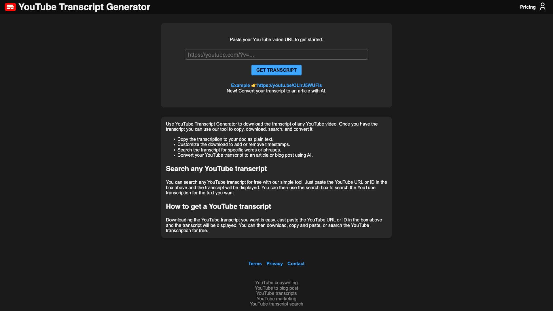 YouTube Transcript Generator