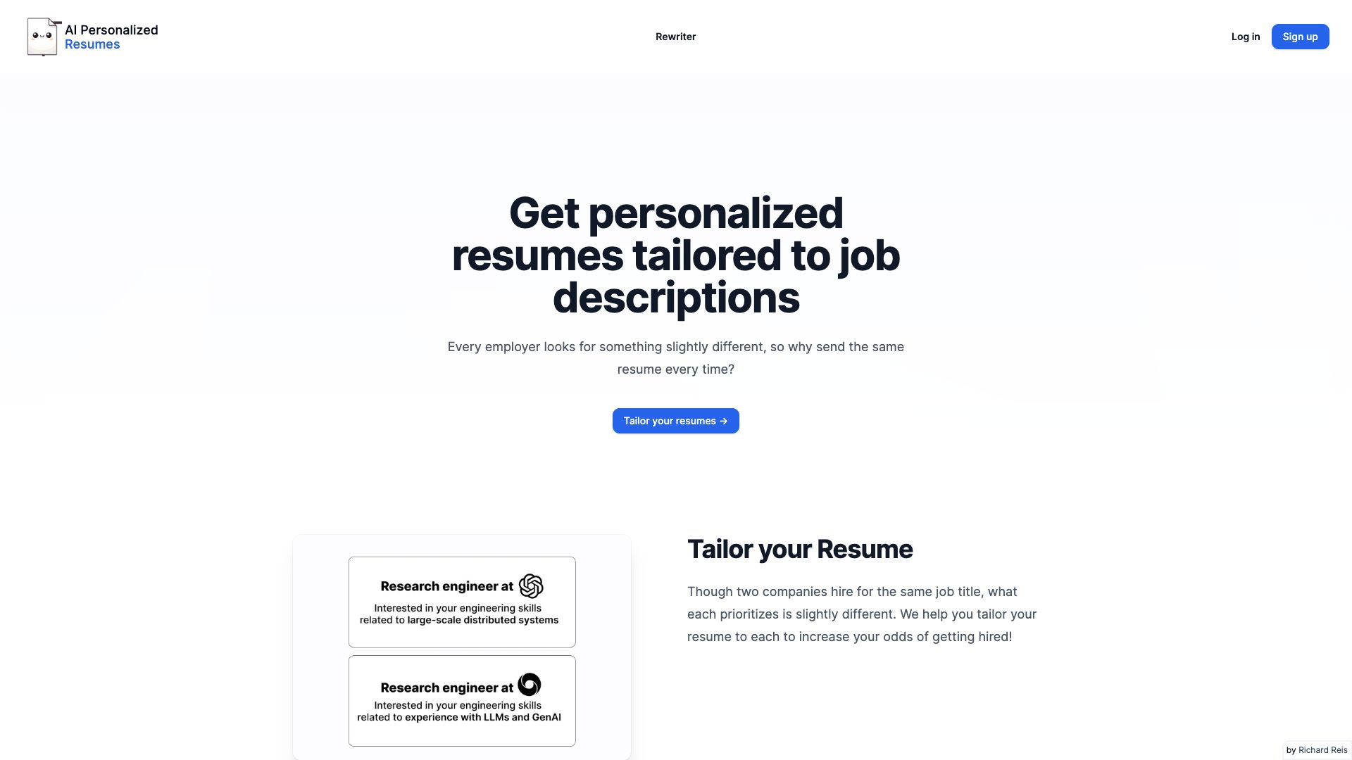 AI Personalized Resumes 
